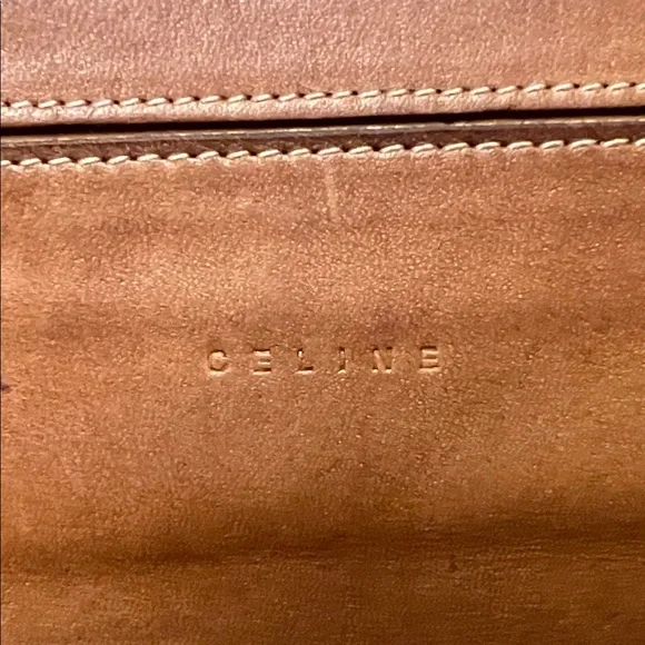 Celine Beige and Brown Patterned Wallet